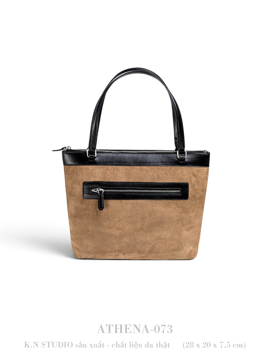 ATHENA-073 Túi Tote Da Lộn Phối Da Bò Trơn 4 ATHENA-073 Túi Tote Da Lộn Phối Da Bò Trơn - Ảnh 4