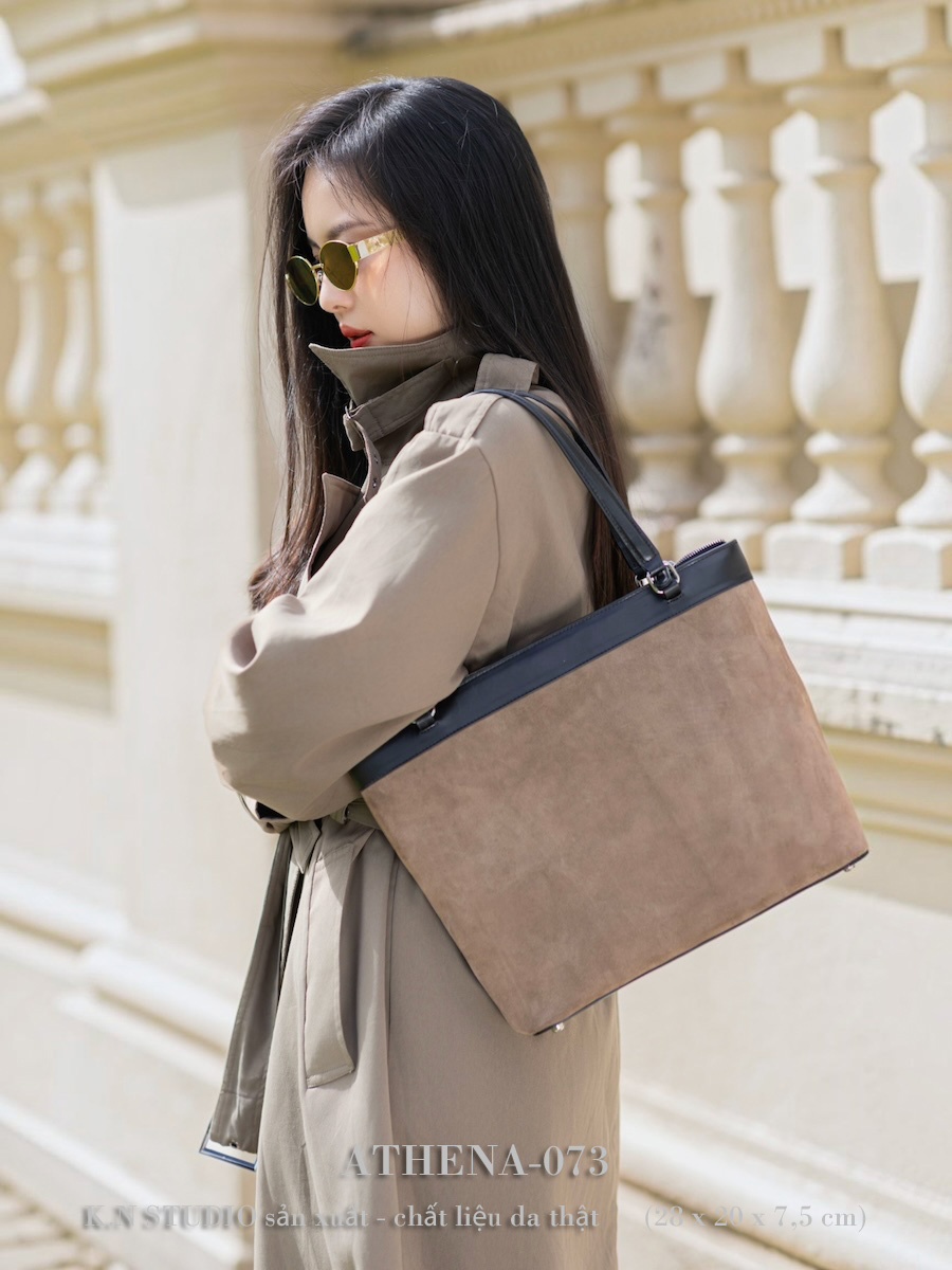ATHENA-073 Túi Tote Da Lộn Phối Da Bò Trơn 8 ATHENA-073 Túi Tote Da Lộn Phối Da Bò Trơn - Ảnh 8
