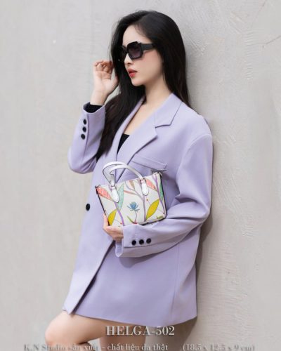 HELGA-502 HOA Túi Xách Da Bò Mini Tote