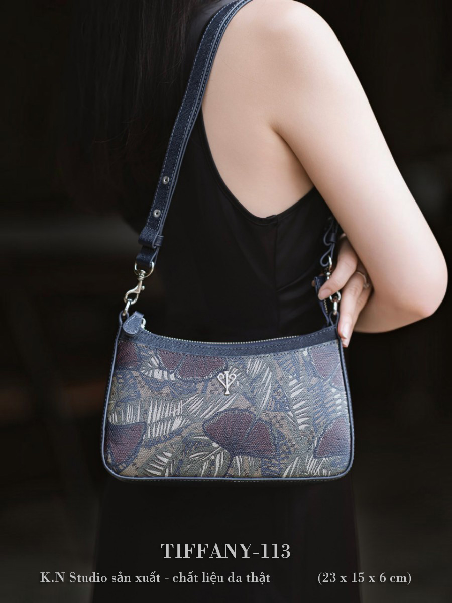 TIFFANY-113 Túi Xách Da Bò Họa Tiết Hoa Xanh 2 TIFFANY-113 Túi Xách Da Bò Họa Tiết Hoa Xanh - Ảnh 2
